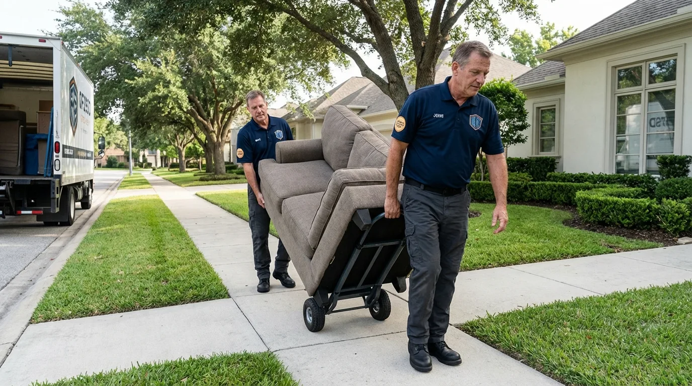 Local residential moving crew loading furniture in Prosperity, SC
