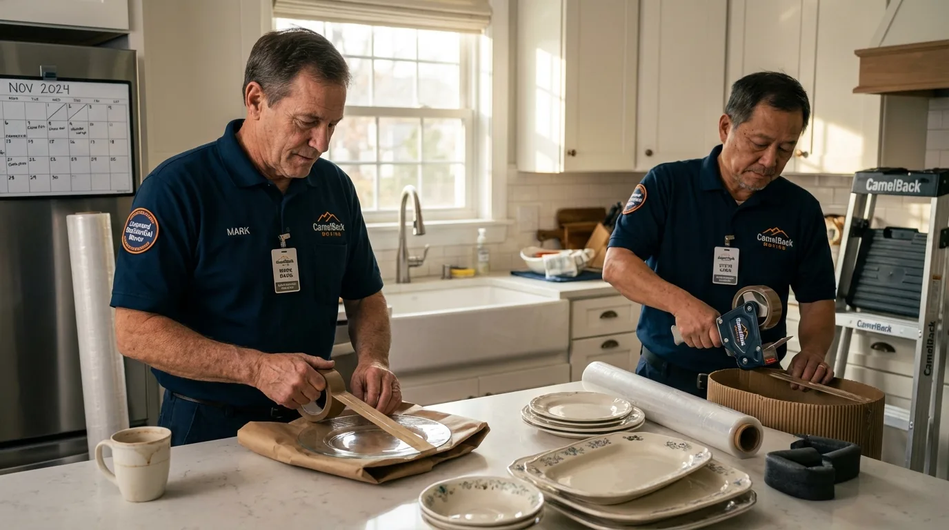 Professional crew packing kitchen dishware in Prosperity, SC